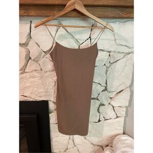 Aritzia Wilfred Free Womens Taupe Sleevless Tiny Bodycon Mini Dress Size XS